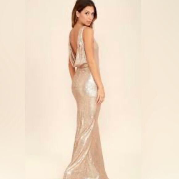 Lulus Slink and Wink Matte Rose Gold Sequin Dress Size XS - Picture 4 of 11